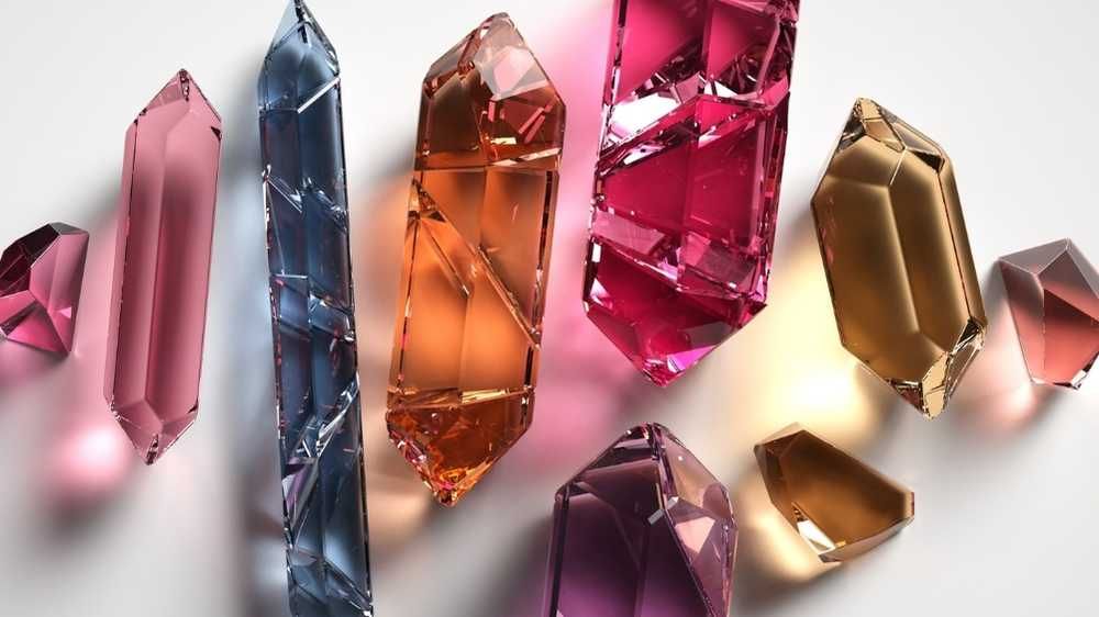 An array of gemstone roughs