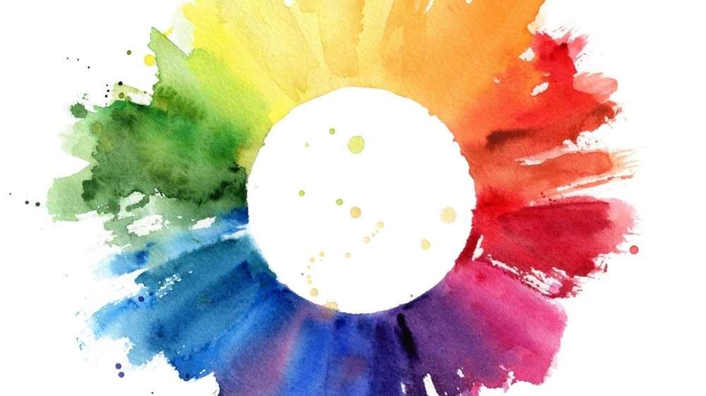 Splash of rainbow colors in a circle 