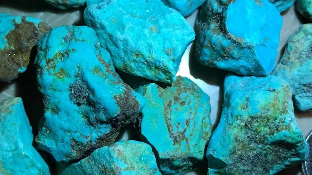 rough slabs of turquoise material